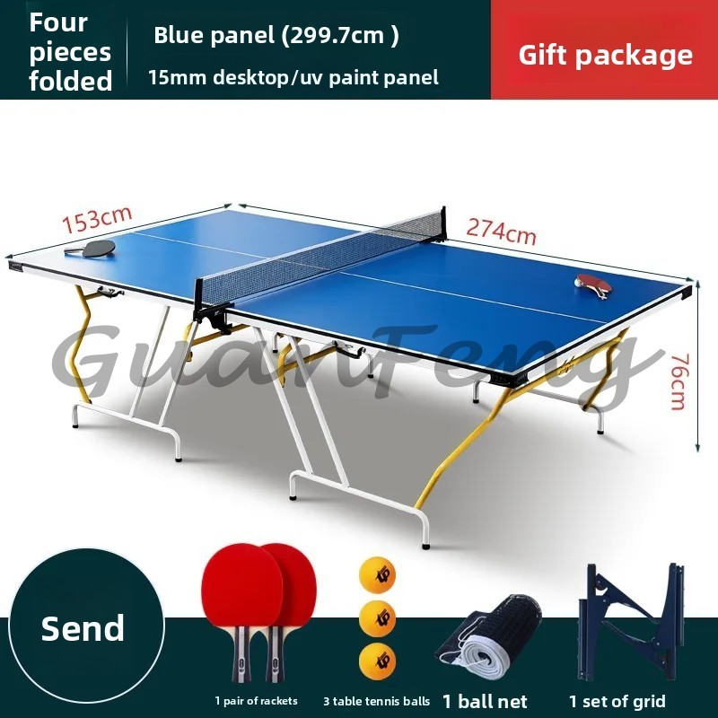 Table Tennis Youtube - Blue household four-table foldable indoor standard